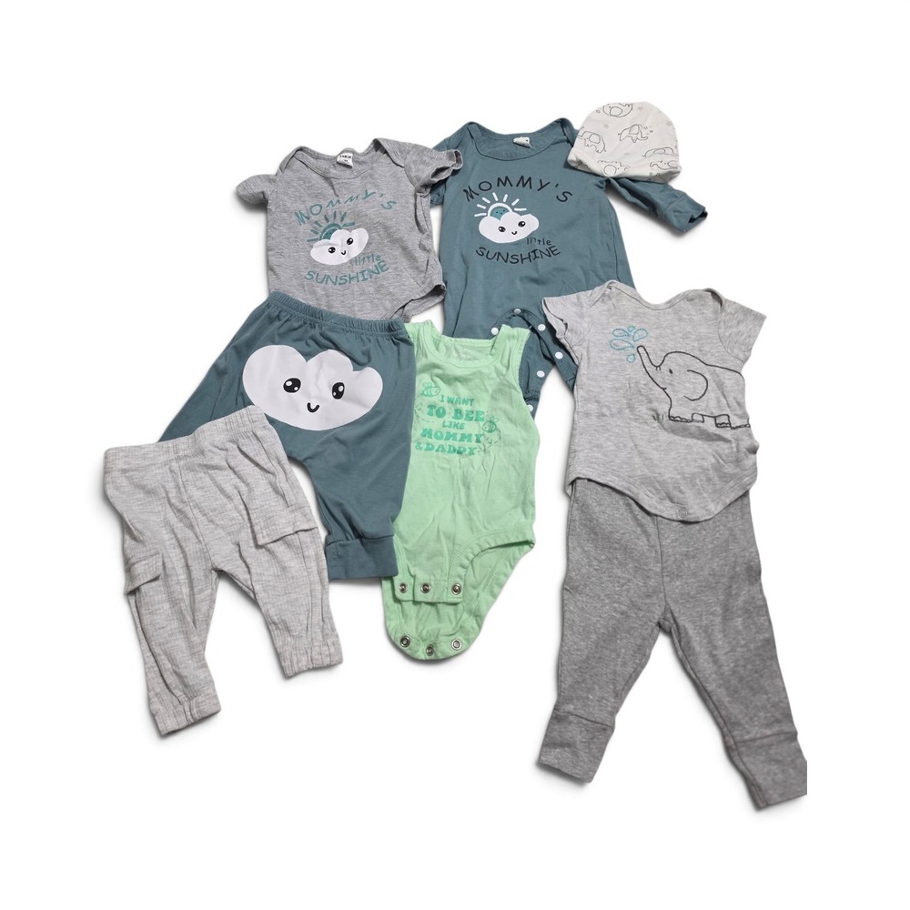 Baby 8 Piece Bundle 0-3M Bodysuits Pants Romper Hat
